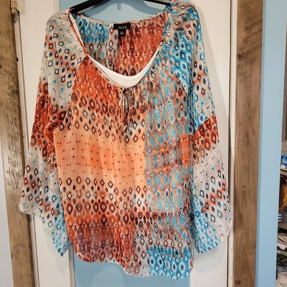 Woman's flowy blouse with attached tank